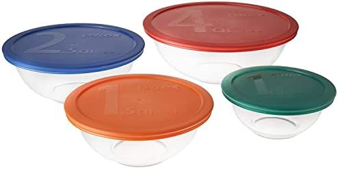 Glass Mixing Bowls with Multi Colored Lids