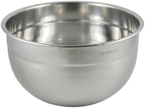 Deep stainless steel five quart bowl