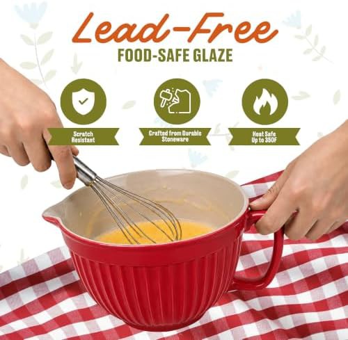 Red Ceramic Batter Bowl with Spout — photo 4