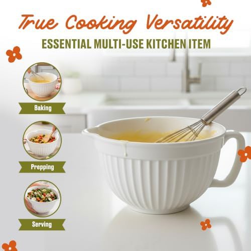 White Ceramic Batter Bowl with Pour Spout — photo 5