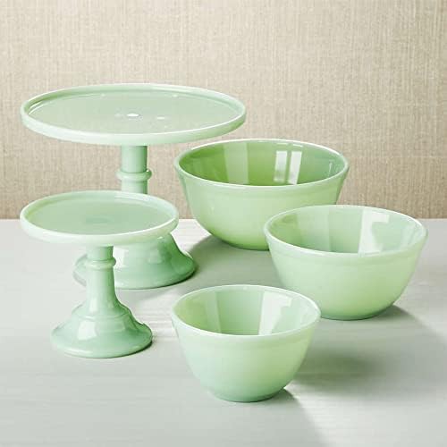 Jadeite green glass three piece mixing set — photo 4