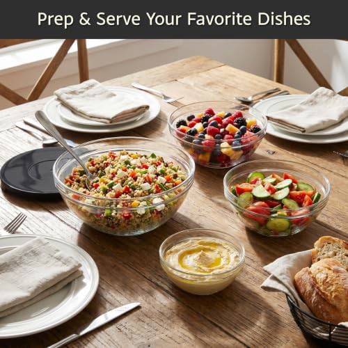Glass mixing bowls with black lids — photo 3