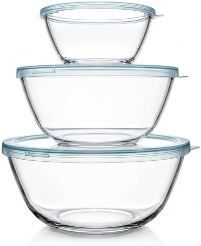 Large glass nesting bowls for serving