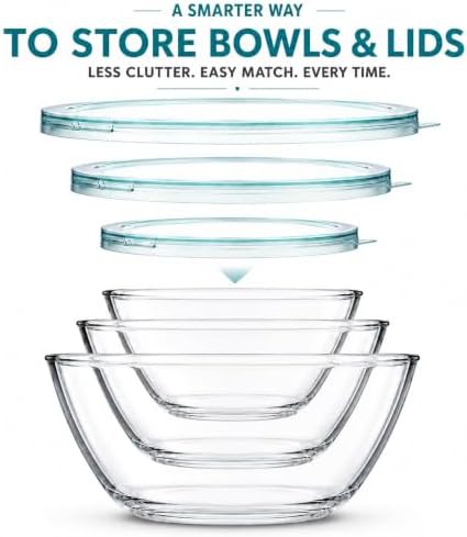 Large glass nesting bowls for serving — photo 5