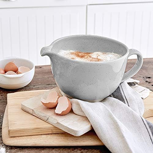 White ceramic stoneware batter bowl with handle — photo 5
