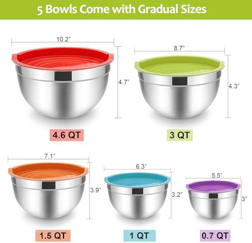 Deep anti flying multicolor mixing bowls — photo 3