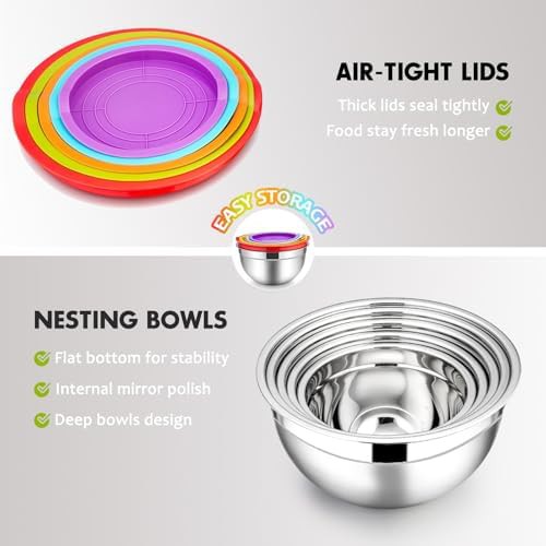 Deep anti flying multicolor mixing bowls — photo 4