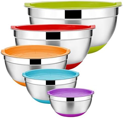 Non slip deep multicolor mixing bowls