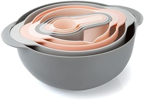 Pink nesting bowls measuring cups set