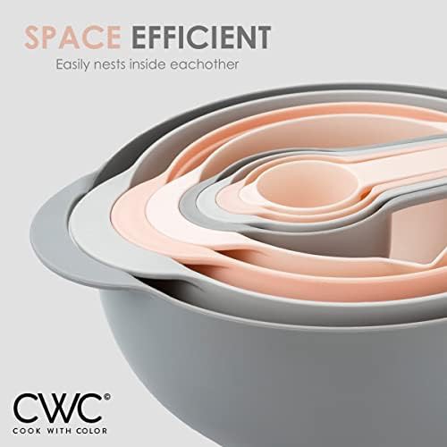 Pink nesting bowls measuring cups set — photo 3