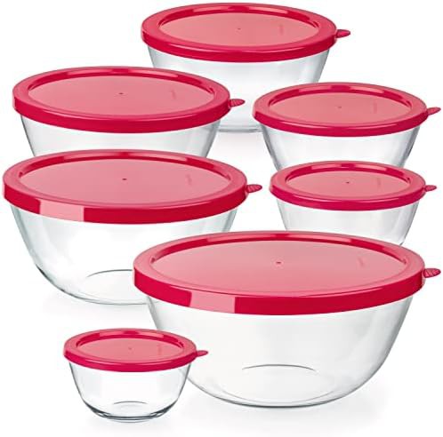 Red Nesting Glass Mixing Bowls