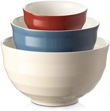 Multicolor Ceramic Nesting Mixing Bowl Set