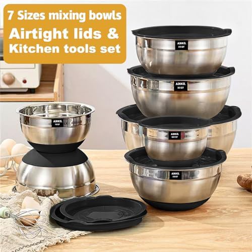 Stainless steel nesting bowls with black bottom — photo 3