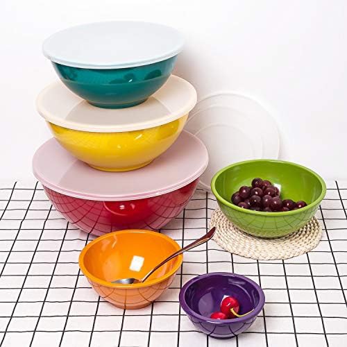 Multicolor melamine mixing bowls with lids — photo 4