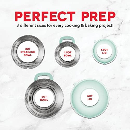 Aqua stainless steel mixing bowls with lids — photo 4