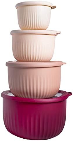 Rose deep plastic prep mixing bowl set