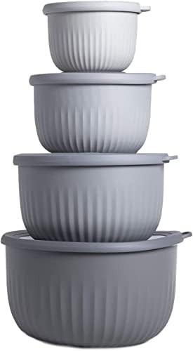 Gray deep plastic prep mixing bowl set