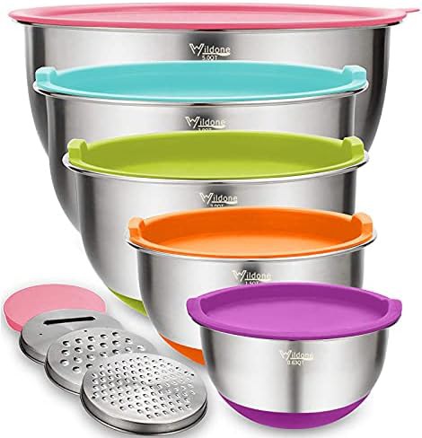 Multicolor Nesting Bowls with Grater Attachments