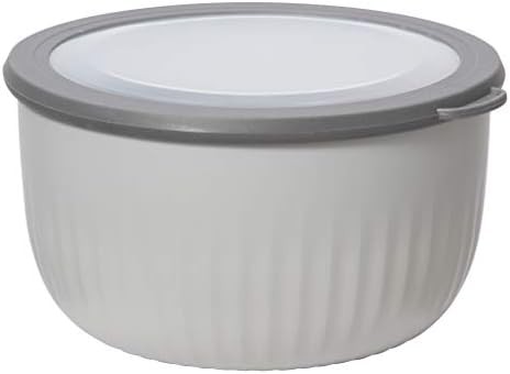 Light gray plastic storage bowl with lid