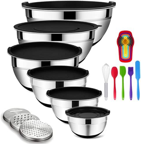 Stainless steel six piece mixing bowl set