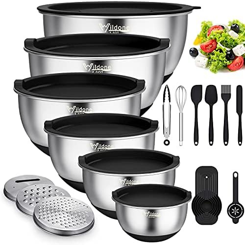 Silver Mixing Bowls with Airtight Lids