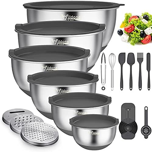 Six Piece Silver Stainless Mixing Bowls