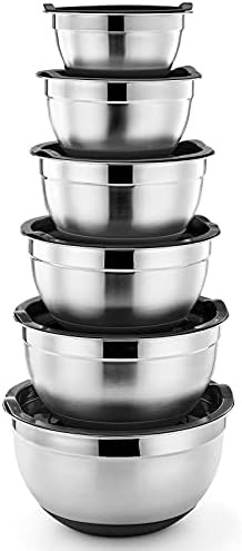 Classic stainless steel bowls with black lids