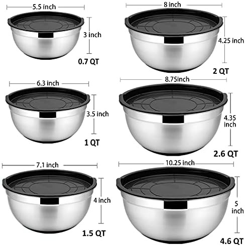 Classic stainless steel bowls with black lids — photo 3