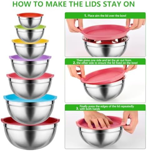 Colorful stainless steel mixing bowl set — photo 3