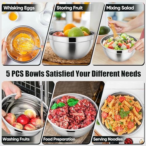 Stainless steel mixing bowls with black lids — photo 5