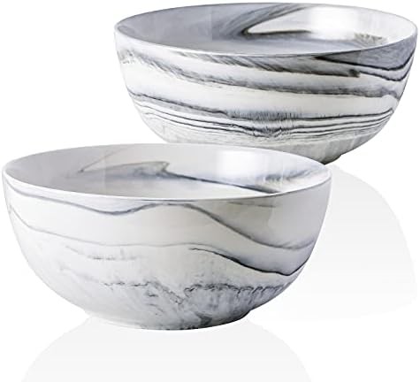Grey marbled porcelain deep mixing bowls