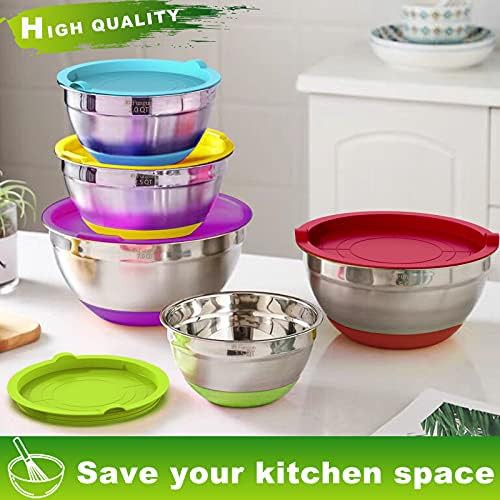Multicolor stainless steel nesting bowls with lids — photo 5