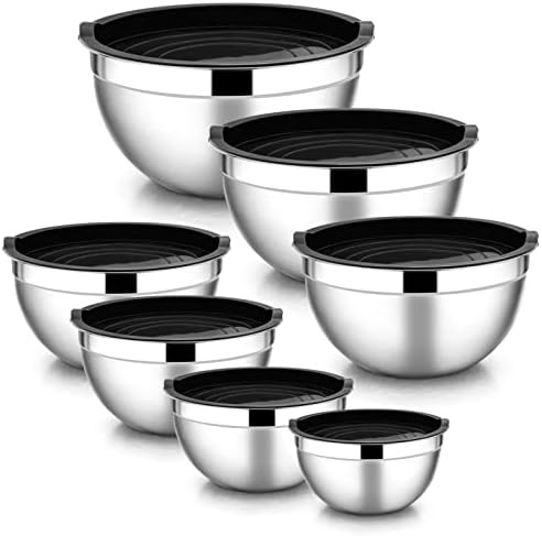 Seven piece nesting bowls with black lids