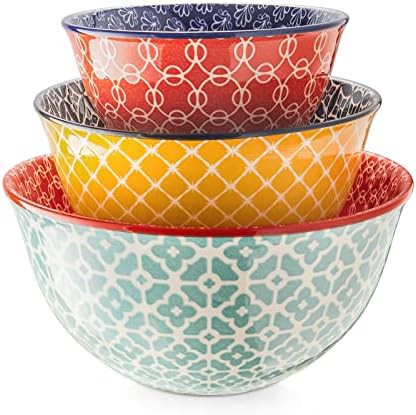 Vibrant Nesting Ceramic Prep and Serving Bowls
