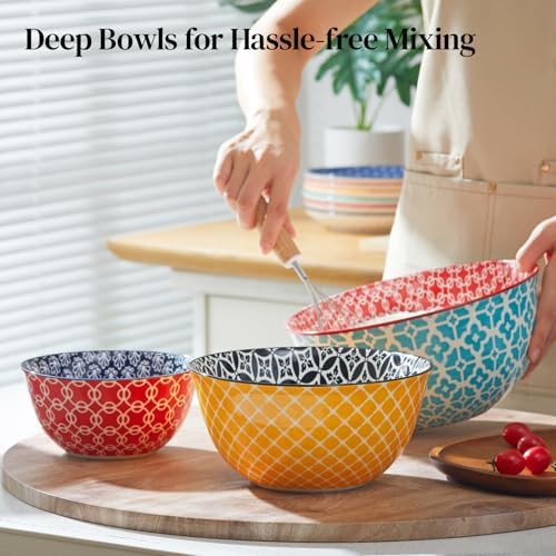 Vibrant Nesting Ceramic Prep and Serving Bowls — photo 3