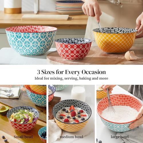 Vibrant Nesting Ceramic Prep and Serving Bowls — photo 4