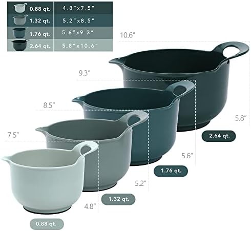 Green nesting mixing bowls with pour spout — photo 3