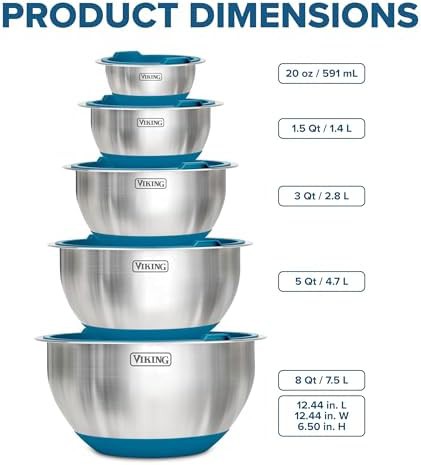 Teal stainless steel ten piece bowl set — photo 5