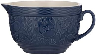Blue Nautical Ceramic Batter Bowl with Spout