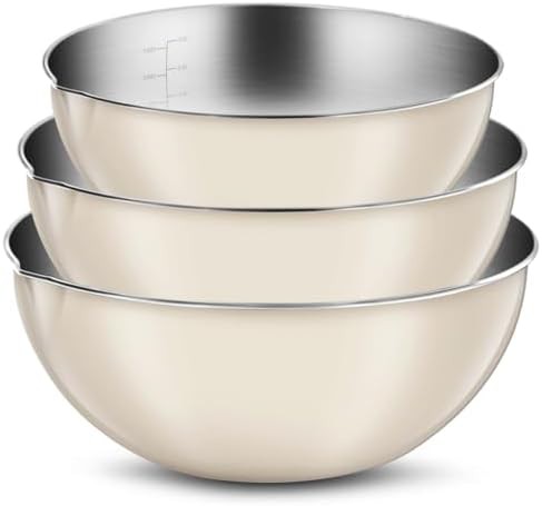 Wagensteiger stainless steel nesting mixing bowl set in beige