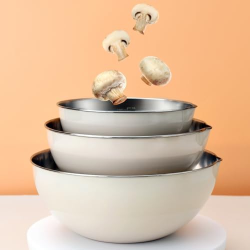Wagensteiger stainless steel nesting mixing bowl set in beige — photo 4