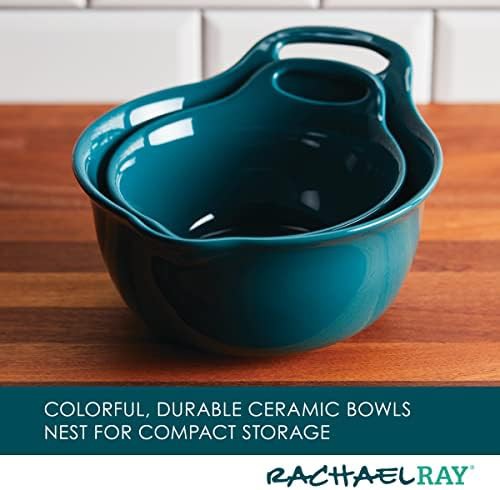 Teal Ceramic Nesting Bowls with Spout — photo 4