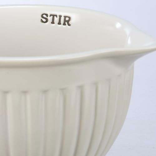 Ribbed stoneware batter bowl with spout — photo 4