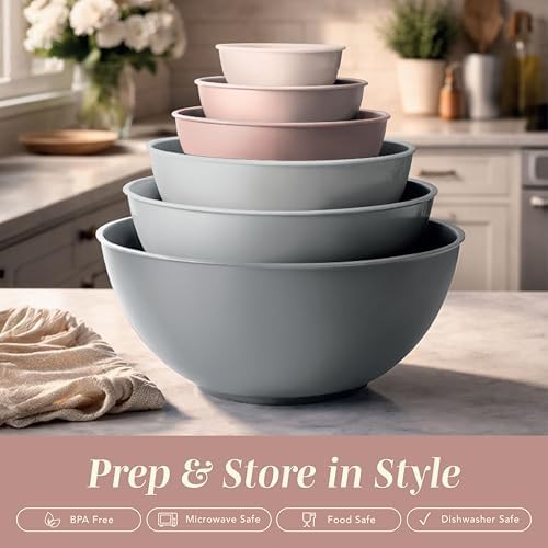 Pink ombre plastic nesting mixing bowl set — photo 3