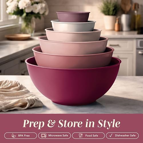 Rose plastic nesting mixing bowl set — photo 3