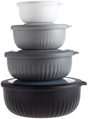 Black white small nesting prep bowl set