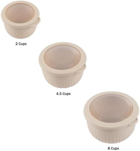 Beige plastic bowls with matching lids — photo 5