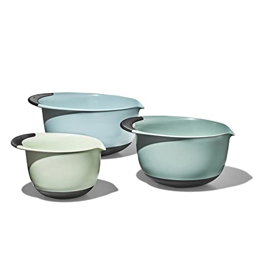 Good Grips 3-Piece Plastic Mixing Bowl Set- Blue
