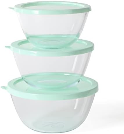 Borosilicate Glass Bowls with Blue Lids