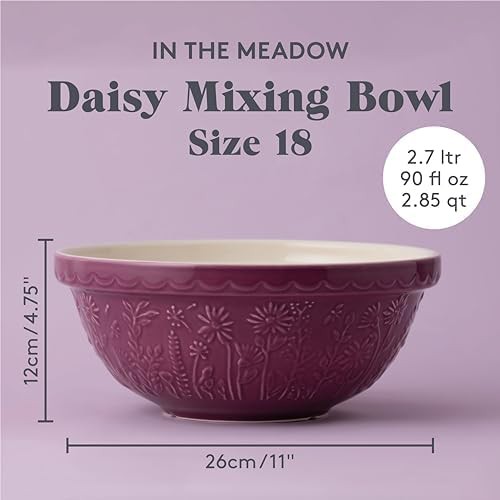 Embossed Floral Daisy Ceramic Mixing Bowl — photo 3